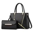 Sac à Main pour Femme en Cuir Noir Épaule Messenger Bag Fashion Zip Bag Voyage Sac à Main-0