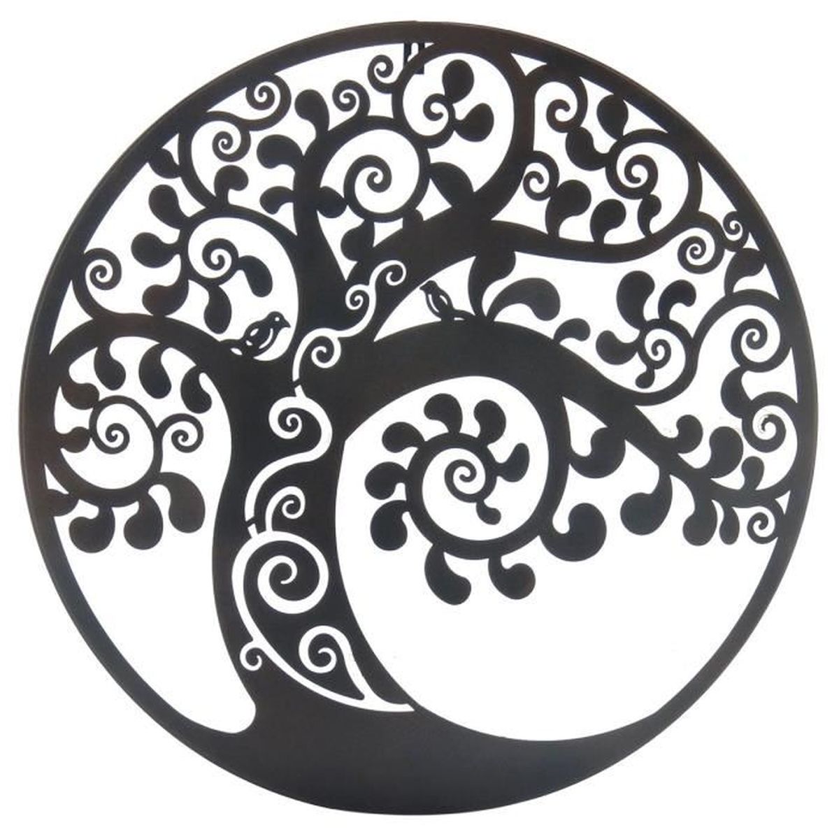 Décoration Murale Arbre De Vie 60 Cm - Fer Forgé Noir