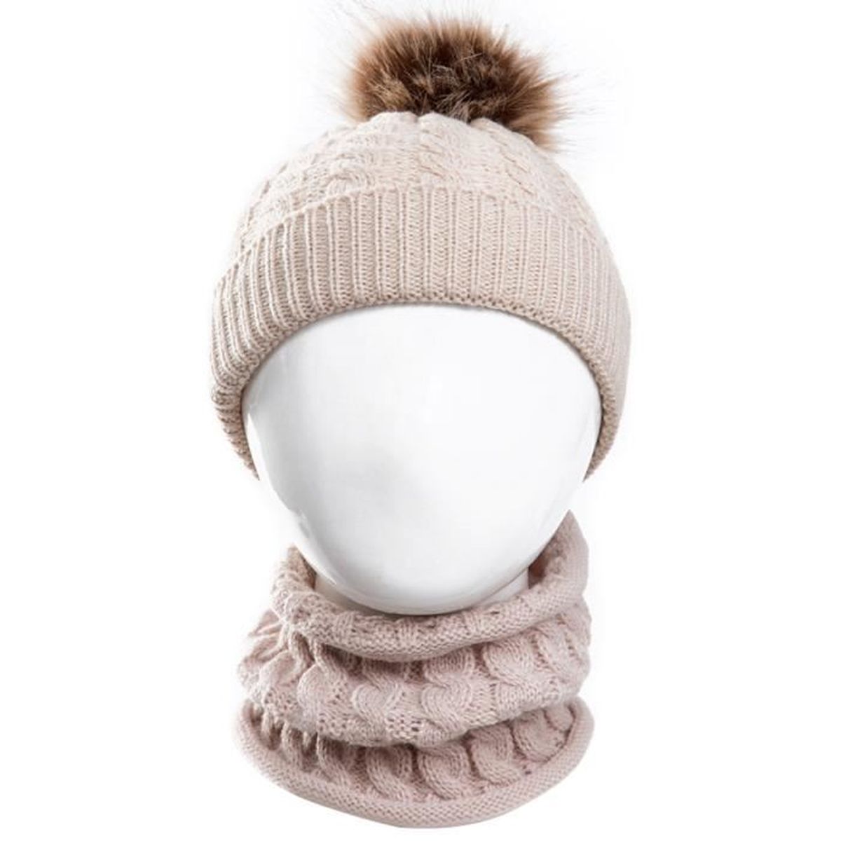 Bonnet Bebe Enfant Chapeau Capuche Laine Tricot Tour De Cou Chaud Hiver Beige Echarpe En Laine Chapeau Bonnet Laine A Tricoter Cdiscount