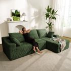 BRAND Canapé d'angle droit 263x171x 59cm, combinaison libre, sans assemblage canapé en L 4 places avec méridienne vert en Velours cotelé