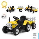Tracteur électrique 12V Enfant – Avec Pelle, Remorque, 6 Roues, LED, Télécommande 2,4G – 3-8 Km/h