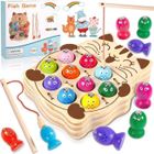 GENOSSEN Jeu de pêche magnétique - 100PCS- Jouets en bois - Multicolore - 24 mois et plus