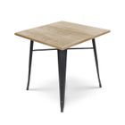 KOSMI Table style industriel en métal noir mat et bois clair - 80x80 cm