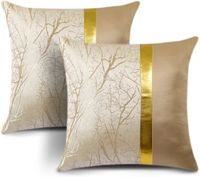 Lot de 2 housses de coussin décoratives en fil d'or ondulé, dimensions 45 x 45 cm, adaptées pour la maison salon canapé et chambre