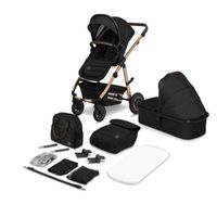 Poussette bébé LIONELO Amber 2 en 1 - Jusqu'à 22Kg - Pack poussette, nacelle, sac et accessoires - Noir