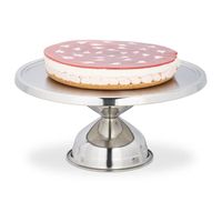 Relaxdays Tortenplatte, aus Edelstahl, rund, mit Fuß, zum Servieren & Dekorieren, Kuchenplatte, HxD: 15x32,5 cm, silber