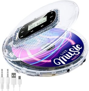 BALADEUR CD - CASSETTE transparente Lecteur CD Portable Intégré Batterie 