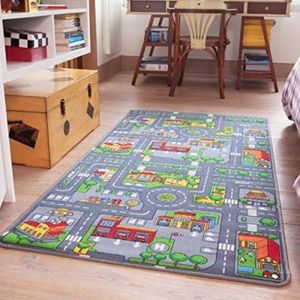 Dimension:80x150 cm Gris Paco Home Tapis pour Enfant Tapis R/éversible avec Design Rues Et Motifs Voitures