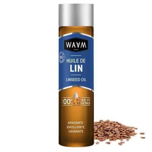 LOTION CAPILLAIRE WAAM Cosmetics  - Huile végétale de Lin BIO  - 100% naturelle - Huile nourrissante et apaisante pour peau et cheveux  - 100ml