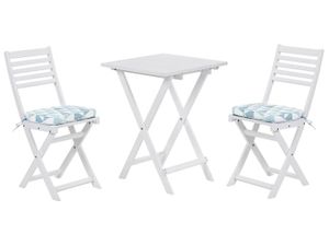 Ensemble table et chaise de jardin Table et 2 chaises de jardin blanches en bois avec