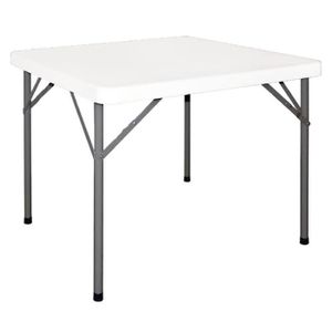 TABLE DE JARDIN  Table carrée pliante - Bolero - Blanc - 2 personnes - Métal - Polyéthylène haute densité