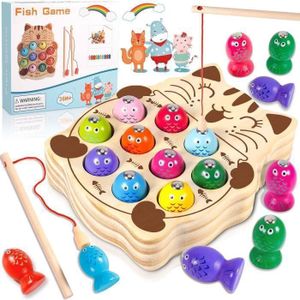 YOOYID Jeux de Pêche électroniques, Double Disque Rotatif avec 16 Poissons,  2 Cannes, Jouet de Familiaux Musique Interactif pour Enfants 3+ Ans