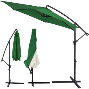 PARASOL KINGSLEEVE® Parasol déporté inclinable vert Ø 300cm Pare-soleil en aluminium avec manivelle housse Protection solaire jardin