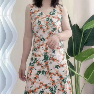 ROBE Robe Femme Mode Imprime floral Ample Grande Taille Sans manches - Orange1 CL