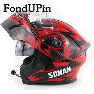 CASQUE MOTO SCOOTER FONDUPIN-Casque modulable soman955 de moto double lentilles casque Bluetooth de sécurité hommes et femmes DOT certifié
