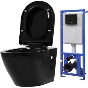 WC - TOILETTES 3020Maison|Toilette suspendue au mur Deluxe,Toilette Suspendue WC Suspendu Cuvette avec réservoir caché Céramique Noir