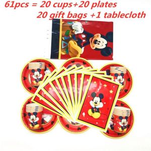 Cartoon Disney Mickey Mouse Thème Enfants Favor Anniversaire Pack Événement  Party Cups Assiettes Baby Shower Vaisselle jetable Fournitures