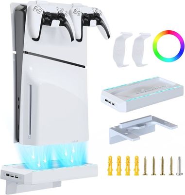 Support Ps5 Slim Support Mural PS5 Slim - Acier Renforcé, 2 Porte-Manettes, Support Casque - Gain De Place Support Mural PS5 Slim Acier