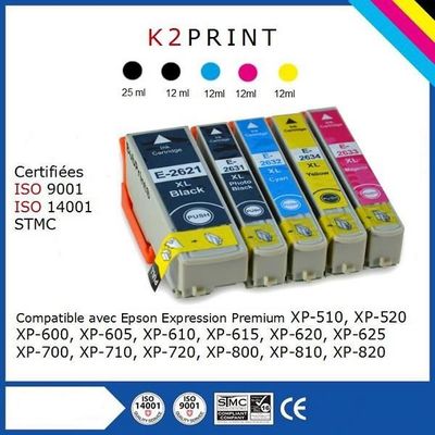 10 Cartouches Compatibles avec Epson XP-510, XP-520, XP-600, XP