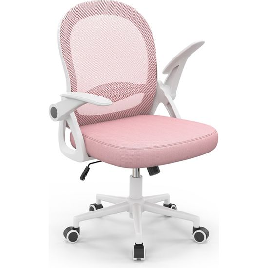 SOLDES 2024 : Chaise de bureau enfant avec accoudoirs rose et noir