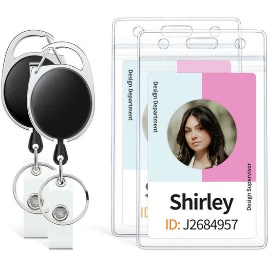 Porte-Badges Transparent Double Face Avec Lanière - 3 Pièces Pour Cartes De Travail Ou Accès