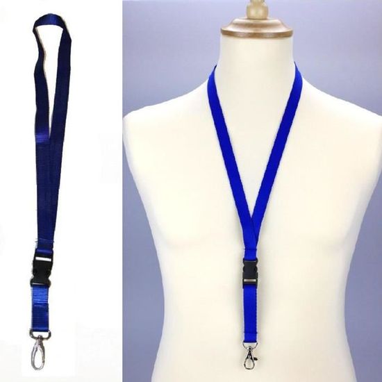Cordon Lanière Keychain Tour de Cou Porte Badge Clés Haute Qualité Porte  clé Bleu marine