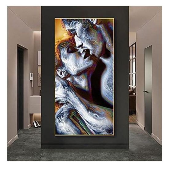 Tableau Toile XXL Banksy - Amoureux Gentleman, Style Graffiti Sur Béton, Décoration Murale Moderne