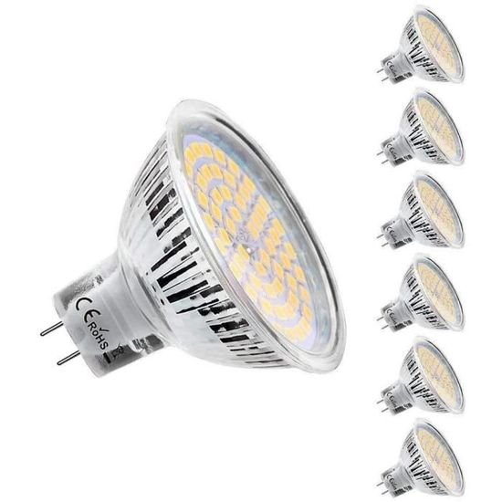 6 Ampoules Halogènes MR16 50W 12V - Blanc Chaud 2800K, 600lm - Culot GU5.3 - Angle 120° - Pour Spots Encastrés, éclairage D'accentuation