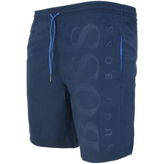 BOSS - Short De Bain Homme En Polyester Recyclé - Taille élastique Avec Cordon - Logo Signature - Coupe Décontractée