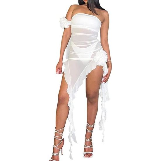 Robe Dos Nu Mini à Bulles – Sans Manches, Nouée Dans Le Dos – Idéale Pour Fête, Plage, Soirée – 100% Polyester - 12