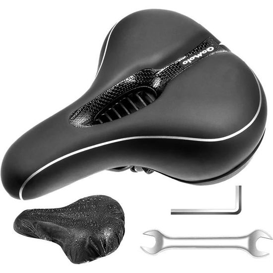 Selle Velo Gel Confortable, Selle de Vélo avec Fonction d'Amortisseur, Accessoire Velo Selle Velo Confortable pour VTT Vélos/Velo Electrique/Route vélos/Ville (Noir - Style 3 Selle Velo Gel Confortable, Selle de Vélo avec Fonction d'Amortisseur, Accessoire Velo Selle Velo Confortable pour VTT Vélos/Velo Electrique/Route vélos/Ville (Noir - Style 3