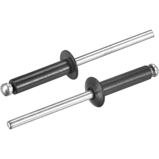Lot De 50 Rivets Aluminium 3/16x1" à Tête Dôme - Rivets Fendus Longs, Noir, Pour Assemblage Costaud