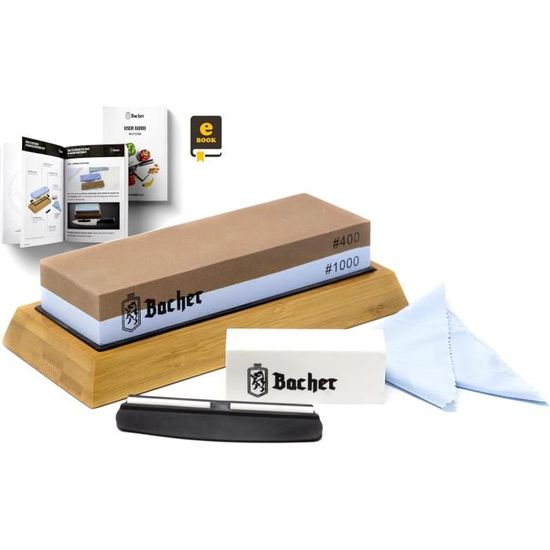 Pierre à Aiguiser Diamant 3 Grains 400/1000/8000 - Affûteur Couteaux Avec Cuir Et Guide D'angle