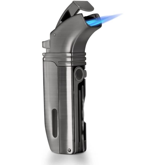 Briquet Tempête, Briquet Jet avec 2 Flammes Jet, Briquet à Gaz Extérieur avec Perforatrice