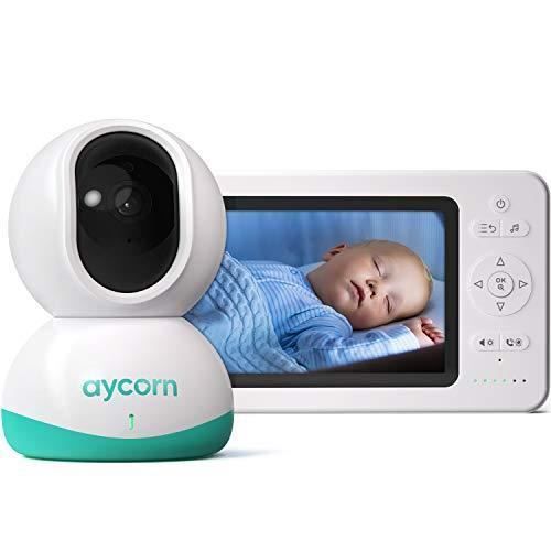 Aycorn Babyphone Moniteur vidéo pour bébé avec caméra et écran LCD extra large, Vision nocturne, Surveillance de la Température,