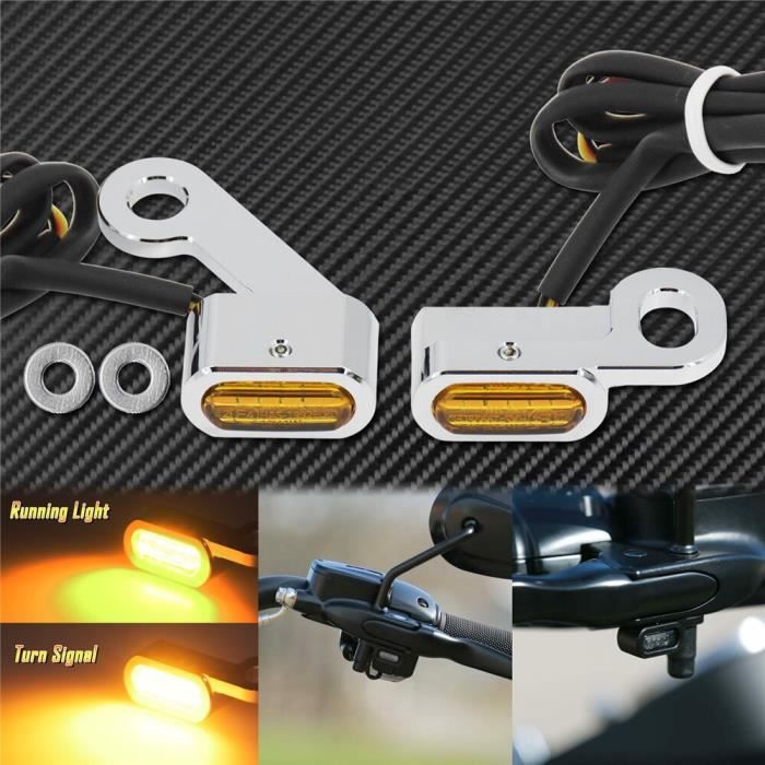 Moto 2 pièces LED clignotants ambre feux Mini lampe E Mark pour Harley Sportster XL883 1200 72 48 20 Turn Signal Light B -WM2323
