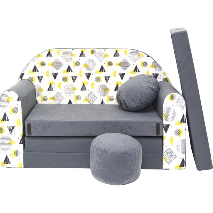 PPG4KIDS canapé-lit pour Enfant, avec Pouf, Repose-Pieds et Oreiller, Siège rabattable AJ4