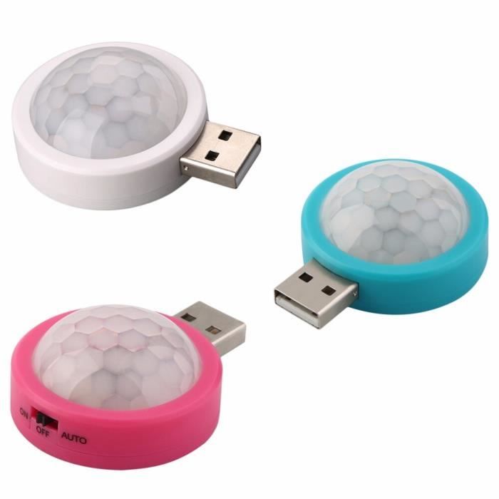 AR5067 USB rond petit corps humain mouvement et capteur de lumière LED veilleuse pour chambre d'enfants