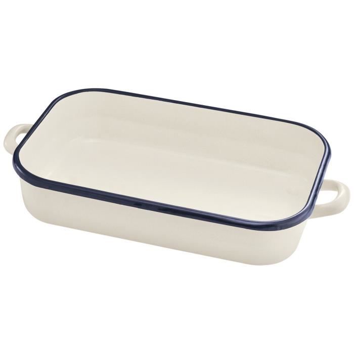 BEKA Plat à four Bohème émail - Ø 32 cm - Blanc et bleu