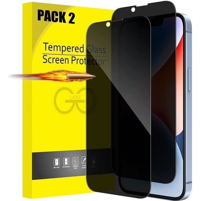2 Pièces Verre Trempé Anti Espion pour iPhone 14 (6,1\