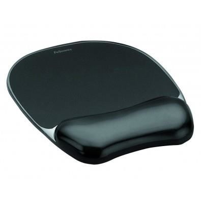 Fellowes 9112101 Tapis de Souris Repose-poignet Ergonomique Crystal Gel Noir