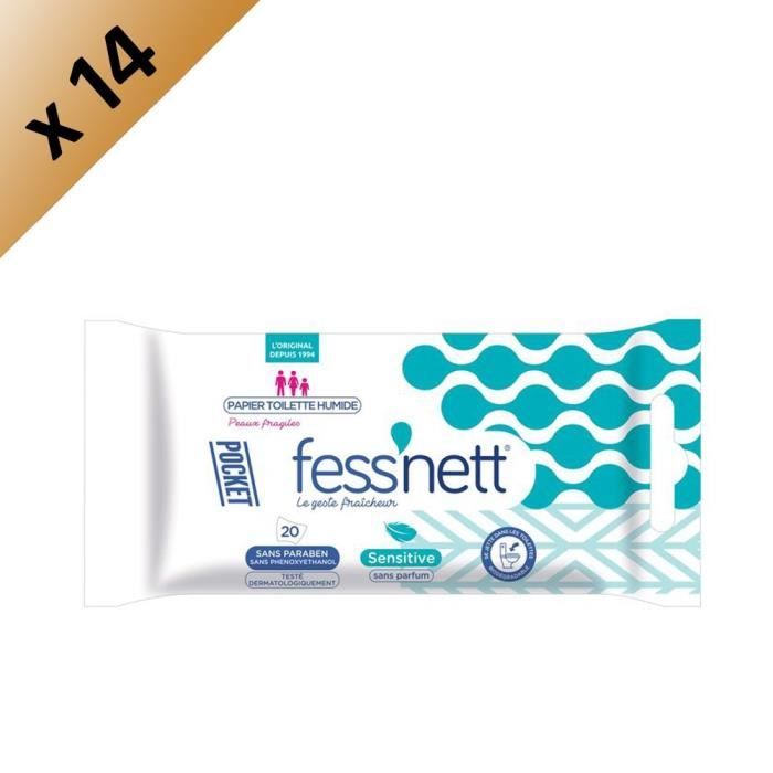 FESS'NETT Carton de 14 x50 Papiers Toilette Humide Kids