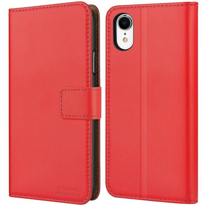 Coque pour iPhone XR, Etui pour iPhone XR, Portefeuille Étuis en Cuir PU Premium Housse pour Apple iPhone XR Smartphone (Rouge)