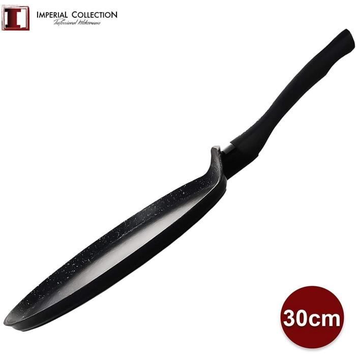 Sudhomedeco@ Crepière D30 Pierre Tous Feux Dont Induction sans PFOA Cuisson sans Matière Grasse Revêtement en Greblon C3+