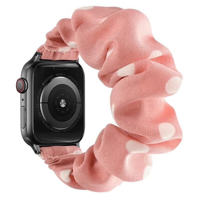 Bracelet Remplacement Pour Montre Apple 4-5-6 - SE 40mm 1-2-3 38mm, S- Connecteur Noir - Point Rose