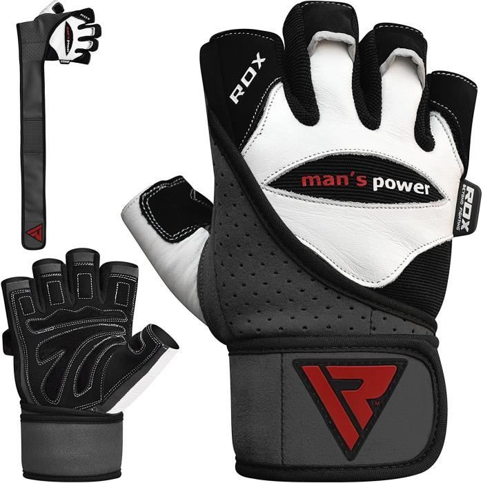 RDX Gants de Musculation Poignet, Workout Gymnastique Fitness Entrainement, Cuir Powerlifter Gym Gloves