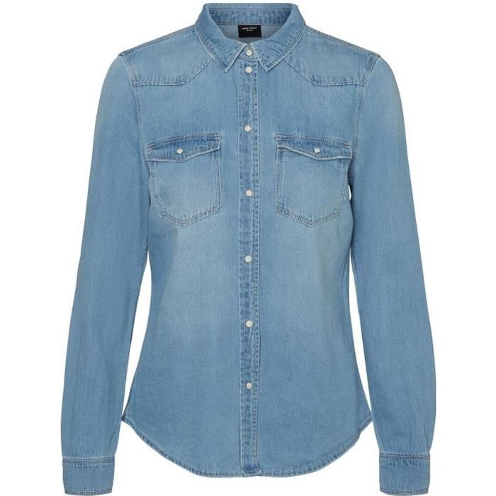 VERO MODA Chemise en jean - Femme - Light Blue Denim