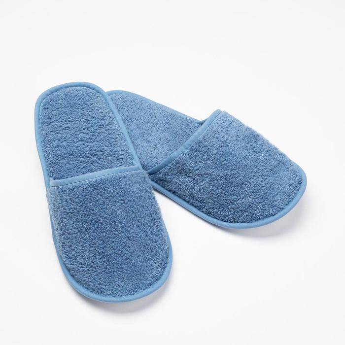 LINANDELLE - Chausson de bain en coton éponge imperméable mixte SPA - Bleu ciel - Adulte Homme