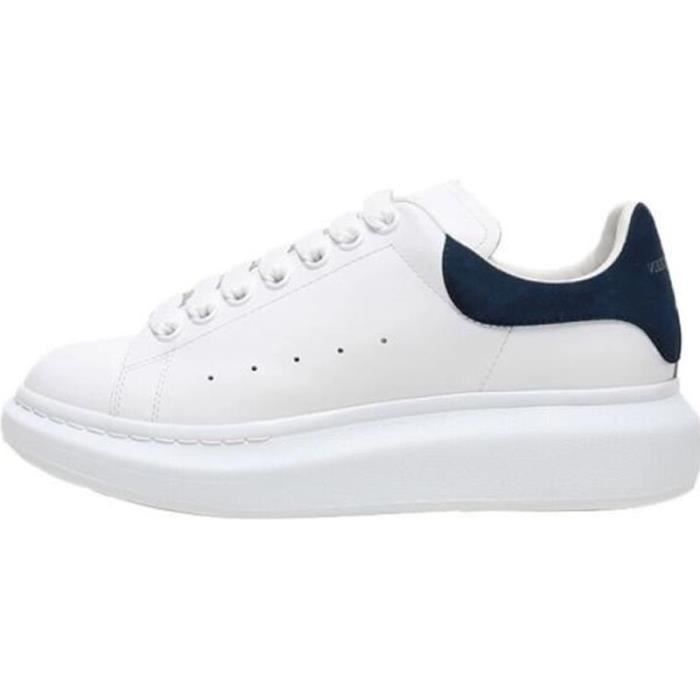 Basket Alexanders mcqueens MC Femme Homme Chaussur Blanche et Bleu Pas Cher