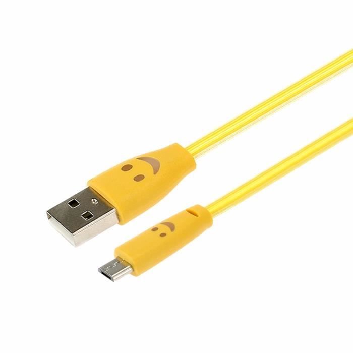Cable Smiley Lightning pour IPAD Pro LED Lumière APPLE Chargeur USB Connecteur (JAUNE)